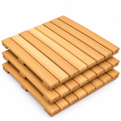 Carreaux de terrasse en bois franc Maximo Garapa, tuiles de patio emboîtables, plancher extérieur pour terrasse, balcon et toit, bois franc tropical de qualité supérieure, récolte durable (24 po x 24 po), paquet de 3, couvre 12 pieds carrés