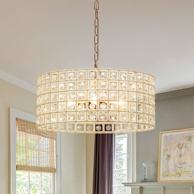 Lustre tambour en cristal à facettes 5 lumières