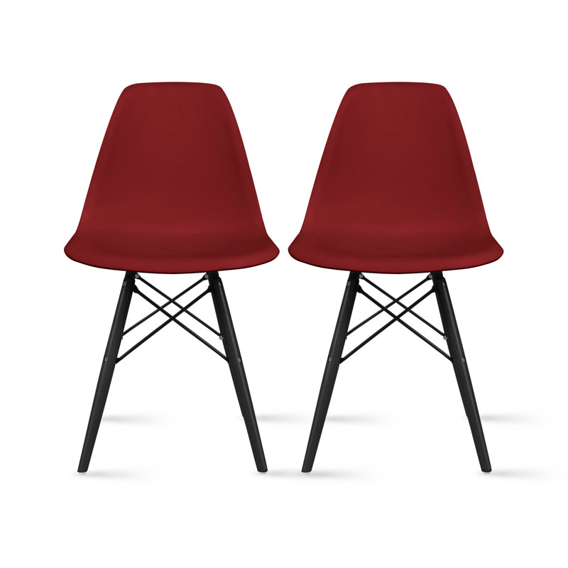 18.75 " H Beech Solid Wood and Metal Side Chair, Maroon, Black
