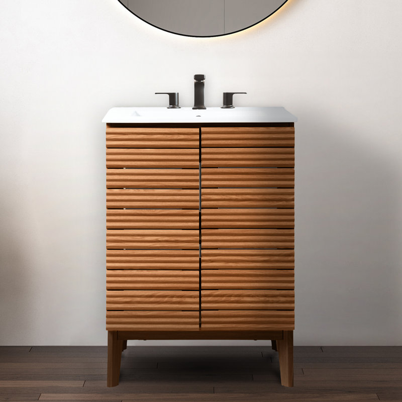 Calandre 24" Walnut Modern Farmhouse Bath Vanity Cabinet