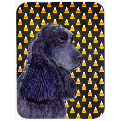 Planche à découper en verre caroline trésors épagneul Halloween Candy Corn