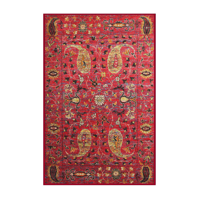 Tapis oriental rose / rouge / jaune, Rectangle 7 pi x 10 pi