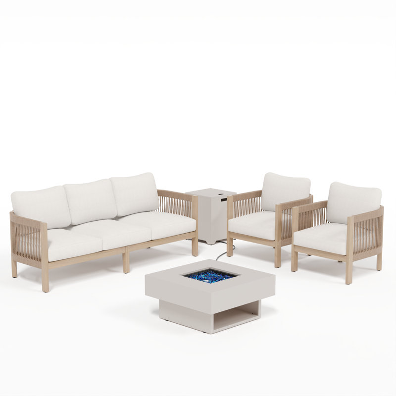 Outdoor Seating Group With Fire Pit( Set Of 5), Square