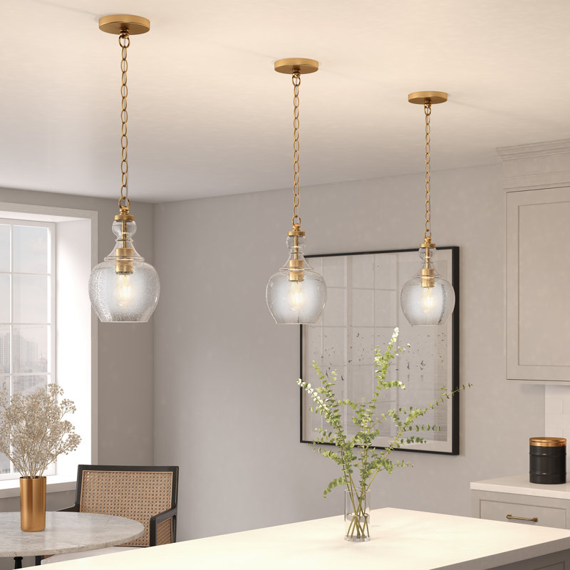 Verona 1 - Light Single Pendant, Seeded, Brushed Brass