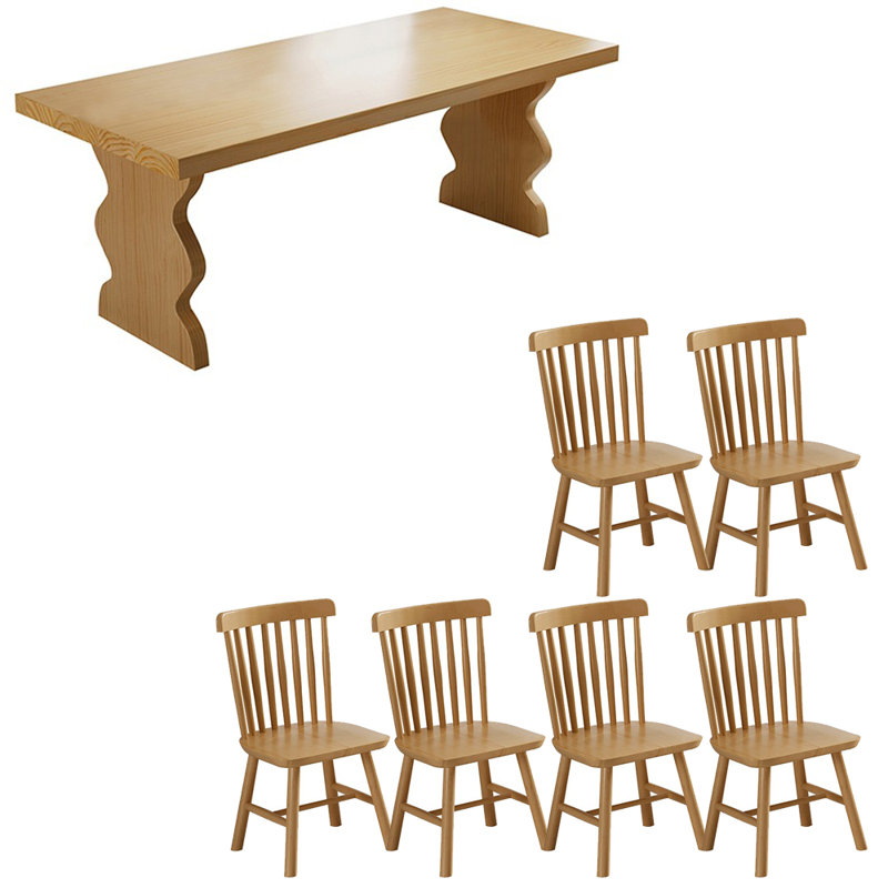 Ensemble de table à manger moderne et simple en bois massif., H 29,5 po x L 62,9 po x l 27,5 po