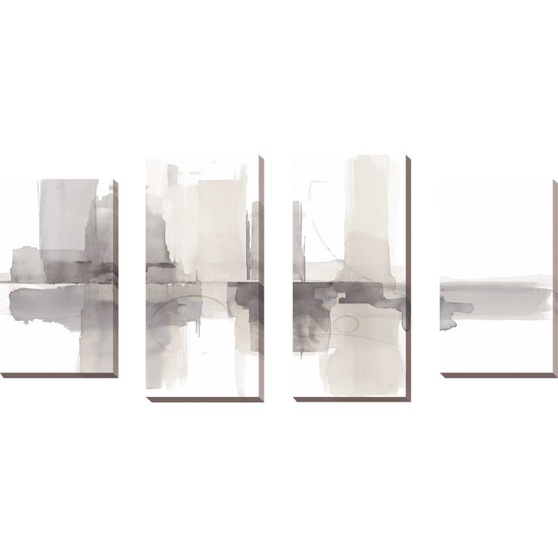 « Improvisation II Grey crop », ensemble de 4 reproductions sur toiles tendues, H 38 po x l 72 po x P 1,5 po