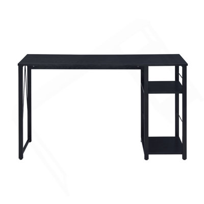Rectangular Writing Desk With 2 Tier Shelf, Black