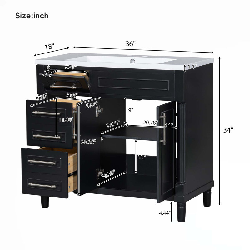 Meuble-lavabo 36 po avec lavabo en résine