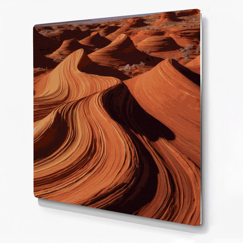 Southwestern Patterns Red Clay Waves 226 Brown Metal Wall Art