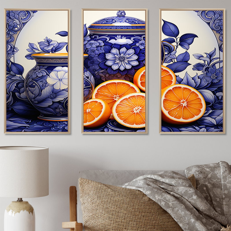 Décoration murale décorative de fleurs surréelles - poterie bohème, Cadre flottant brun, H 32 po x l 48 po