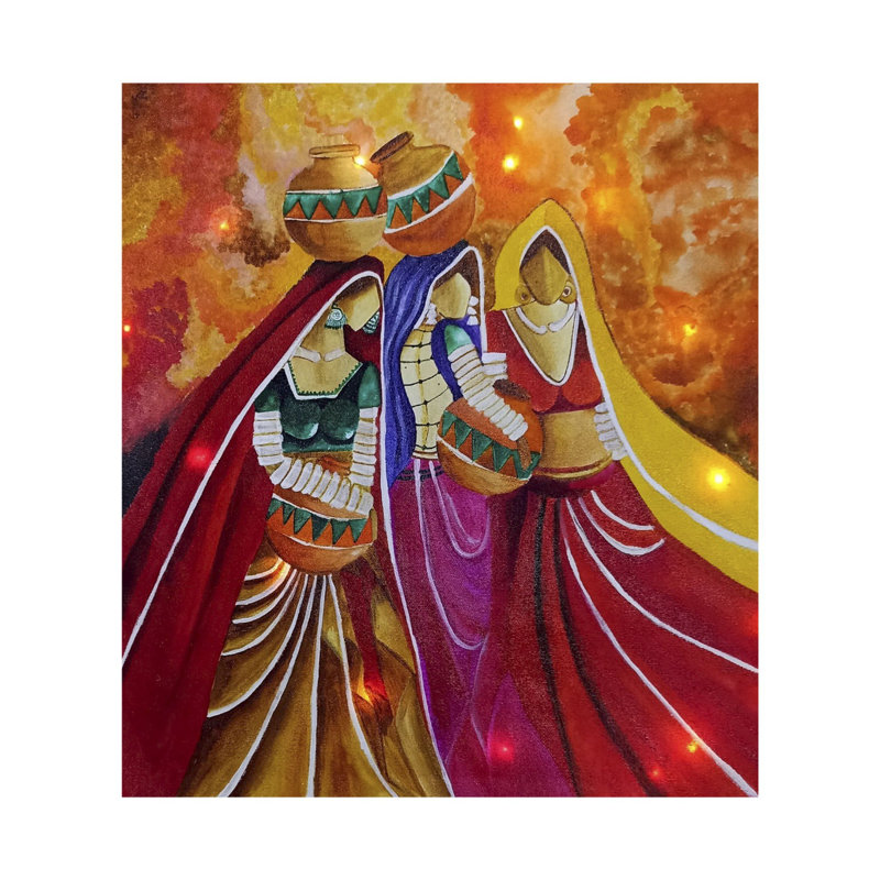 Peinture de villageoises | Aquarelle par Abhishek Kumar