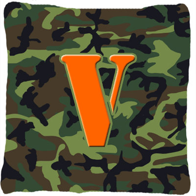 Monogramme initiale Camo intérieur/extérieur Throw Pillow