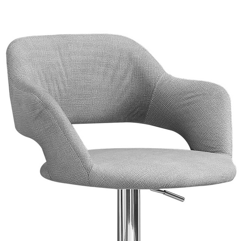 Fauteuil pivotant à hauteur de comptoir Feyn, réglable, gris clair, chrome