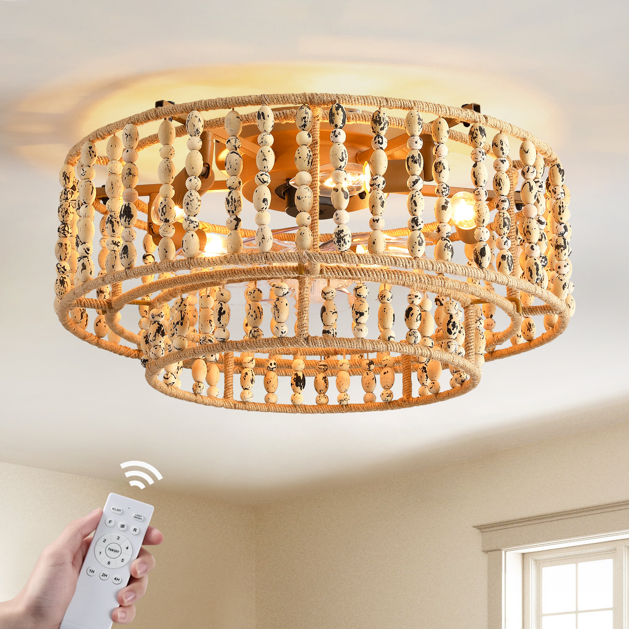 Dakota Fields 20'' Boho Wood Bead Ceiling Fans with Light Kit and Remote  Control \u0026 Reviews | Wayfair, image size:2000x2000