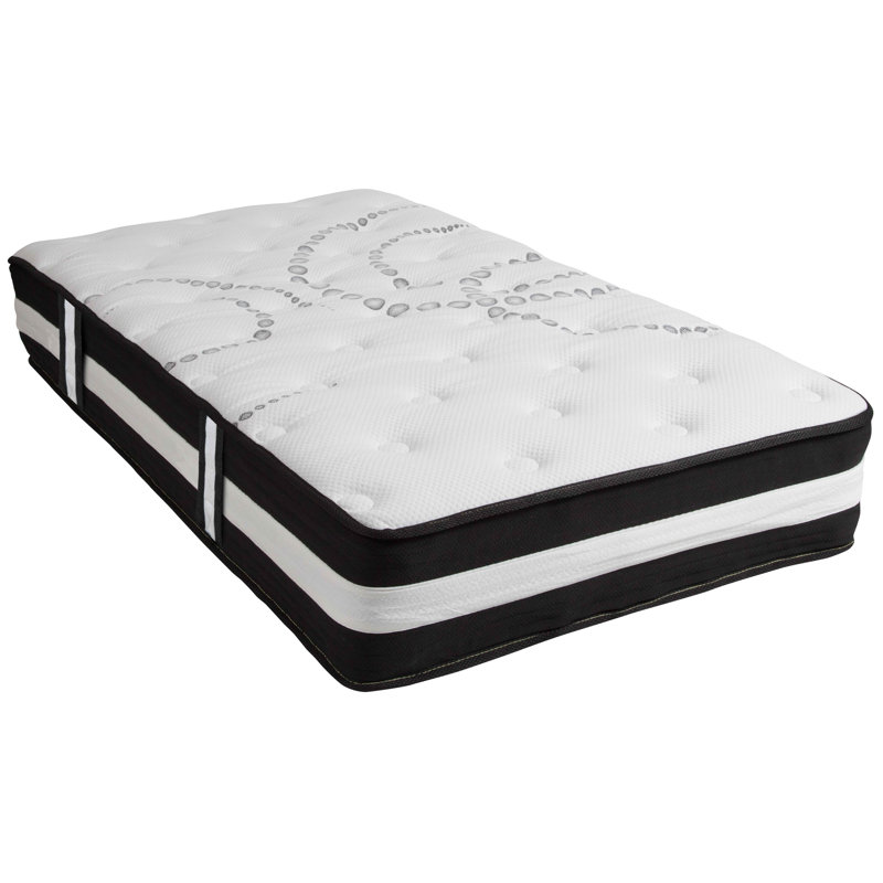 Capri Comfortable Sleep 12" CertiPUR-US Certified Pocket Spring Mattress & 3" Gel Memory Foam Topper, Twin