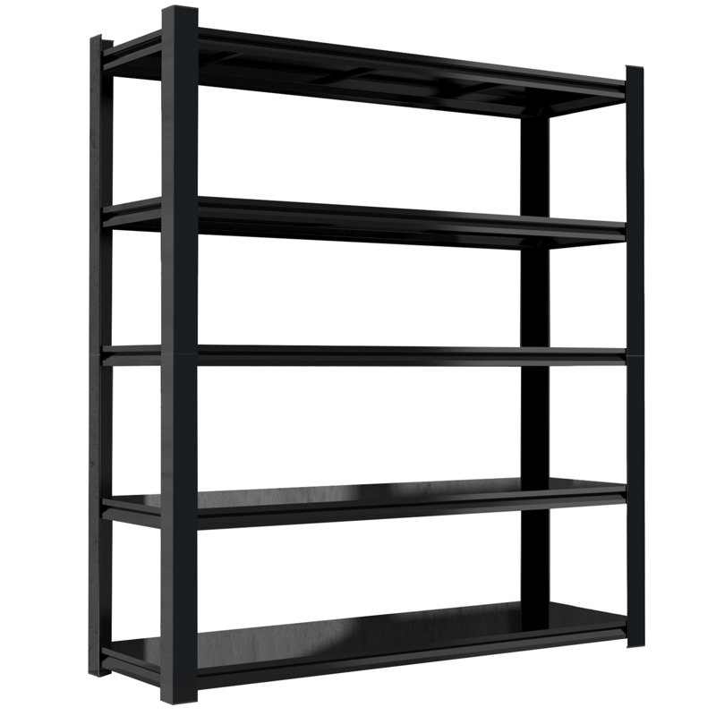 Tablettes en métal noir de 83,86 pouces, avec 5 cloisons amovibles, grande capacité, support de charge solide