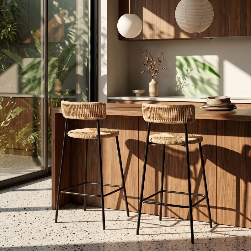 Ensemble de 2 tabourets de bar Boho l 14,96 po x P 15,15 po x H 34,84 po