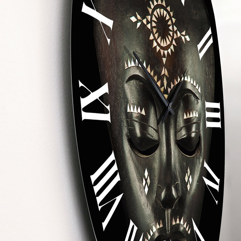 Masque africain traditionnel et ethnique - horloge murale rétro, Grand