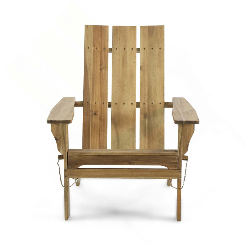 Chaises Adirondack pliables en bois massif rustique pour l'extérieur pour la cour, la terrasse et le jardin, Natural