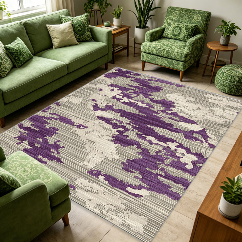 Purple Abstract Textured carpet-easy to clean, machine-washable, soft and comfortable; suitable for door mats, kitchens, living rooms, bedrooms, corridors, and laundry areas. Easy to clean, durable carpet for home decoration.