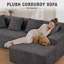 Modern Oversized 262cm Boneless Corner Sofa L-Shaped Corduroy Sofa With Storage Pockets-879638392-879638393