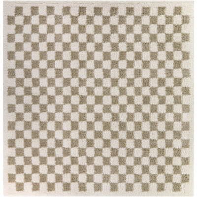 Walker Beige Checkered Shag Rug