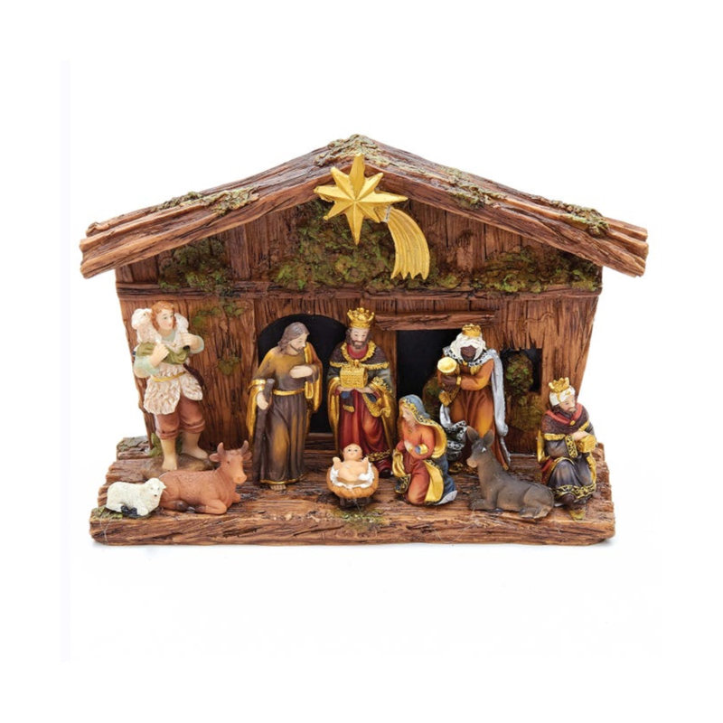 Kurt Adler 11-Piece Christmas Nativity Set with Stable