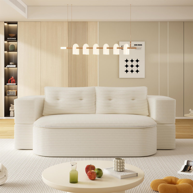 Canapé pliable 2 en 1 de 78,7 po de largeur, Beige