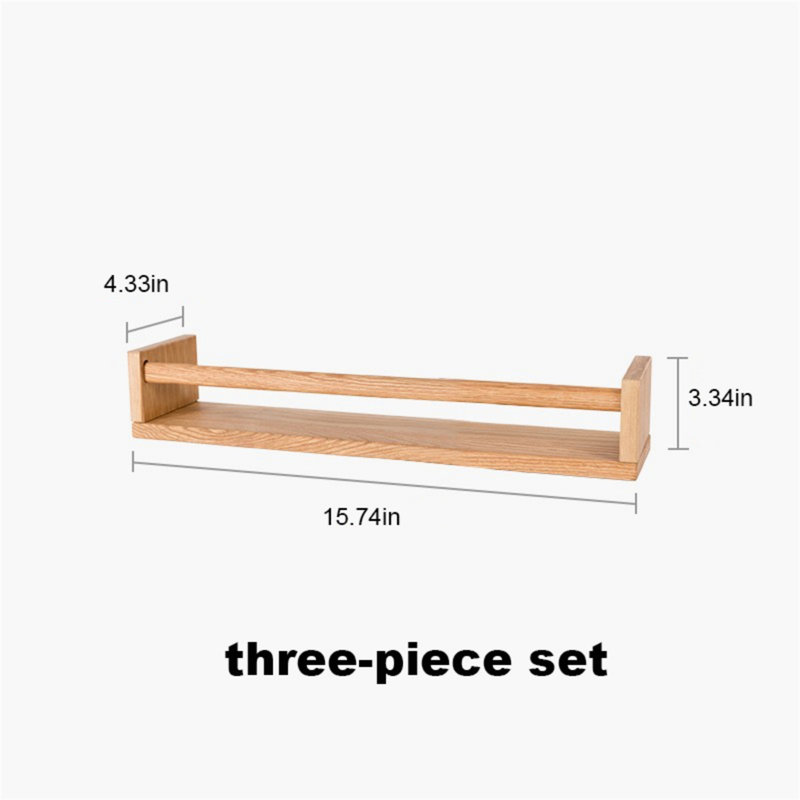Solid Wood Wall-Mounted Shelf, 3.34'' H x 15.74'' W x 4.33'' D