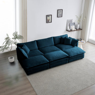 Canapé modulaire confortable à assise profonde modulaire réversible et confortable à 6 places avec 3 repose-pieds, 3 coussins décoratifs et 2 coussins d'accoudoirs
