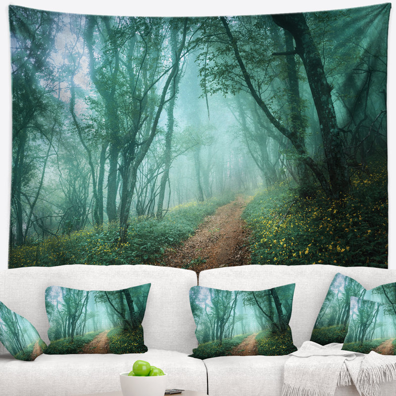 Tapisserie de forêt à automne mystical en polyester avec accessoires suspendus inclus, H 68 po x l 80 po