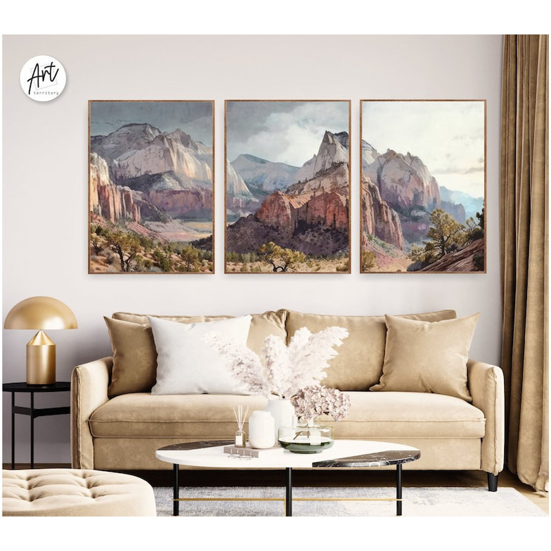 Ensemble de 3 imprimés Zion National Park, Toile tendue, H 40 po x l 90 po x P 1,5 po
