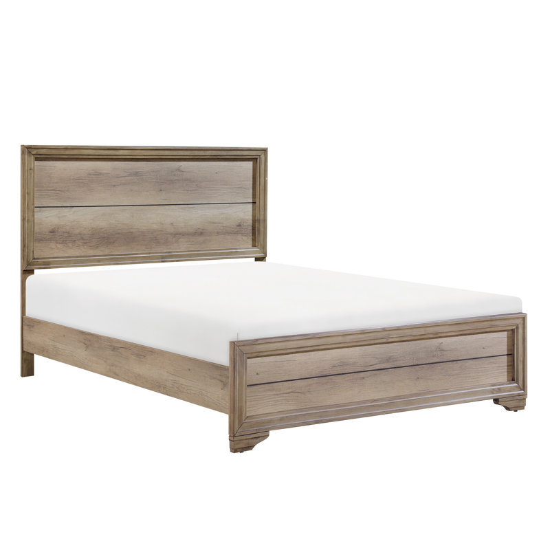 Mobilier de chambre à coucher simple - planche avec lit de teinte naturelle pour la finition extérieure, Lit simple