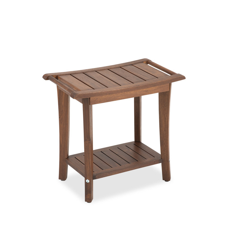 19"W Solid Wood Shower Bench, Walnut