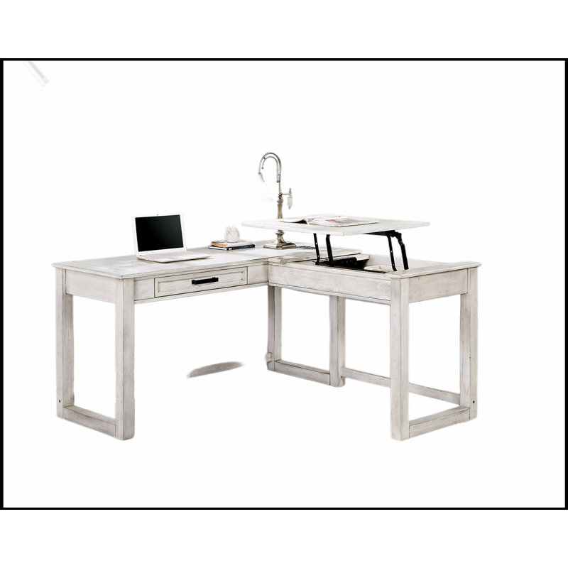 Bureau d'ordinateur transitionnel en forme de L avec port USB, conception à plateau relevable et tiroir en queue d'aronde pour l'efficacité du bureau à domicile