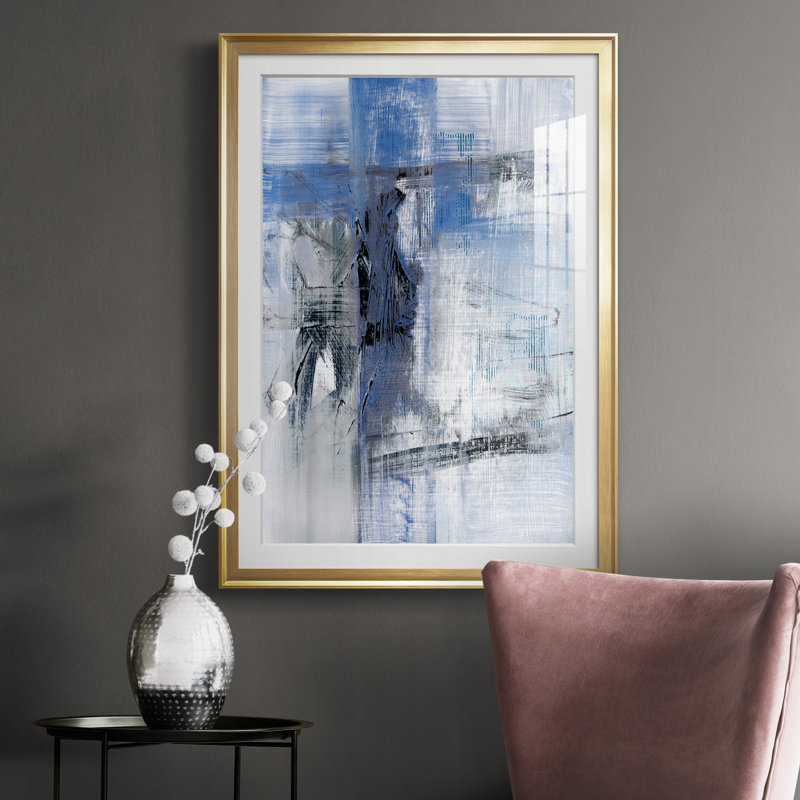 Reflections in Indigo - Cadre photo, reproduction d'art sur papier, H 26,5 po x l 36,5 po x P 1,5 po, Or