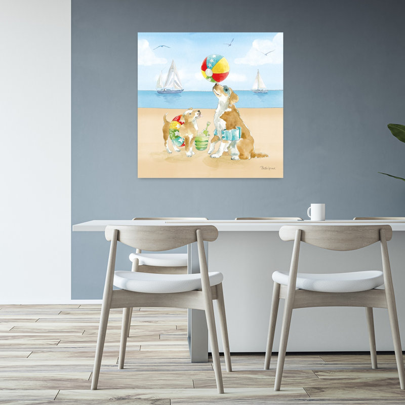 «Summer Fun At The Beach II», palmier abstrait, art côtier, H 32 po x l 32 po