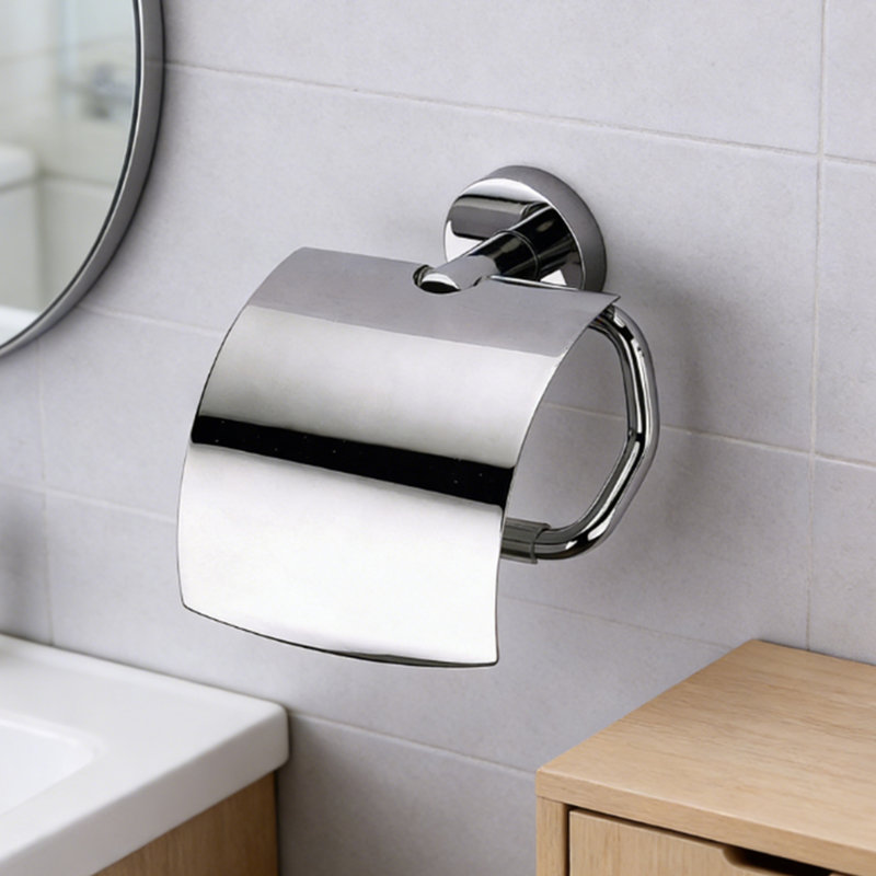 Porte-papier hygiénique 3Starz avec couvercle - Support à papier hygiénique en acier inoxydable 304 de qualité supérieure - Organisateur de salle de bain et de cuisine (fixé au mur)