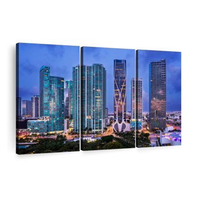 «Miami Downtown Skyline Aérien Wall Art» sur toile