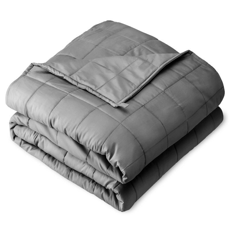 Light Grey Cotton Weighted Blanket with Nontoxic Glass Beads, 48"x72" 15lbs