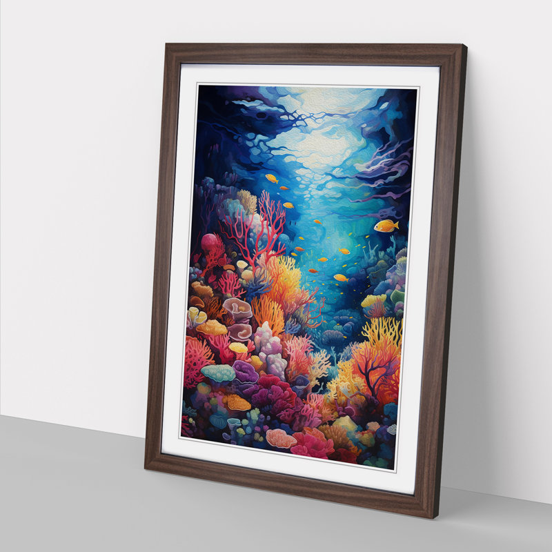 Single Picture Frame Print on Wood, Walnut Framed, 46cm H x 34cm W