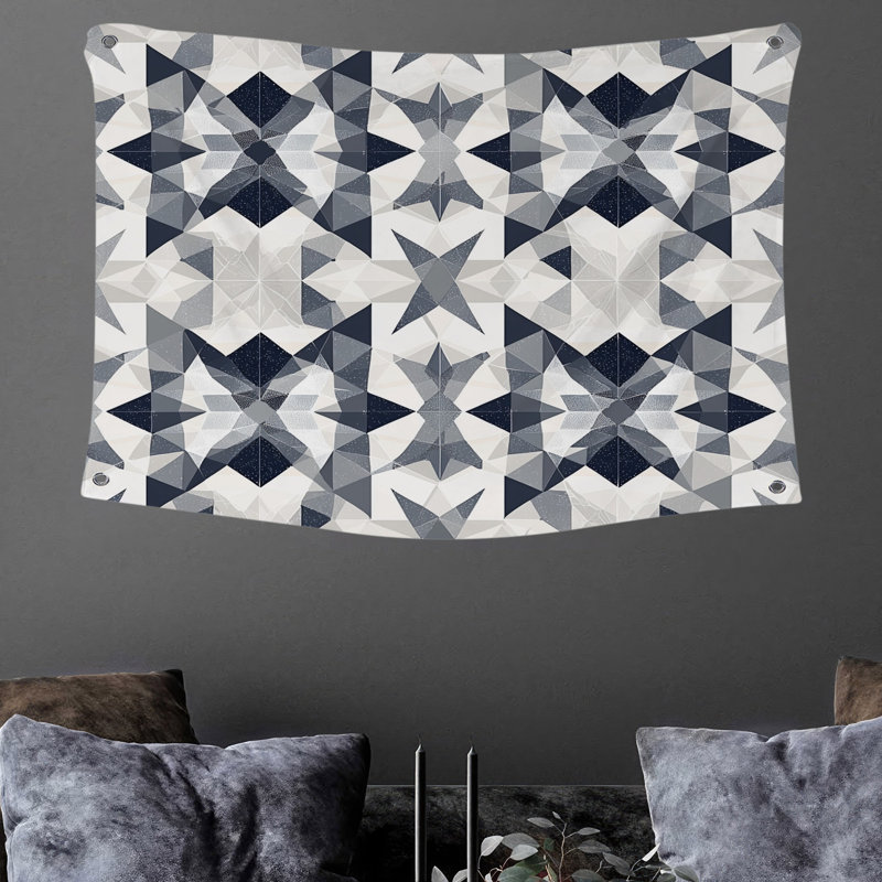 Tapisserie murale étoiles géométriques - décoration murale géométrique, H 68 po x l 80 po