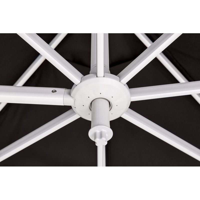 Pavone 11.5' Round Cantilever Umbrella (Handwheel), Double Stack Plate - Medium, Black