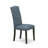3 Piece Modern Dining Table Set Contains a Round Kitchen Table with Pedestal and 2 Mineral Blue Linen Fabric Parson Dining Chairs, Black-1988521585-1988521584-1921978897