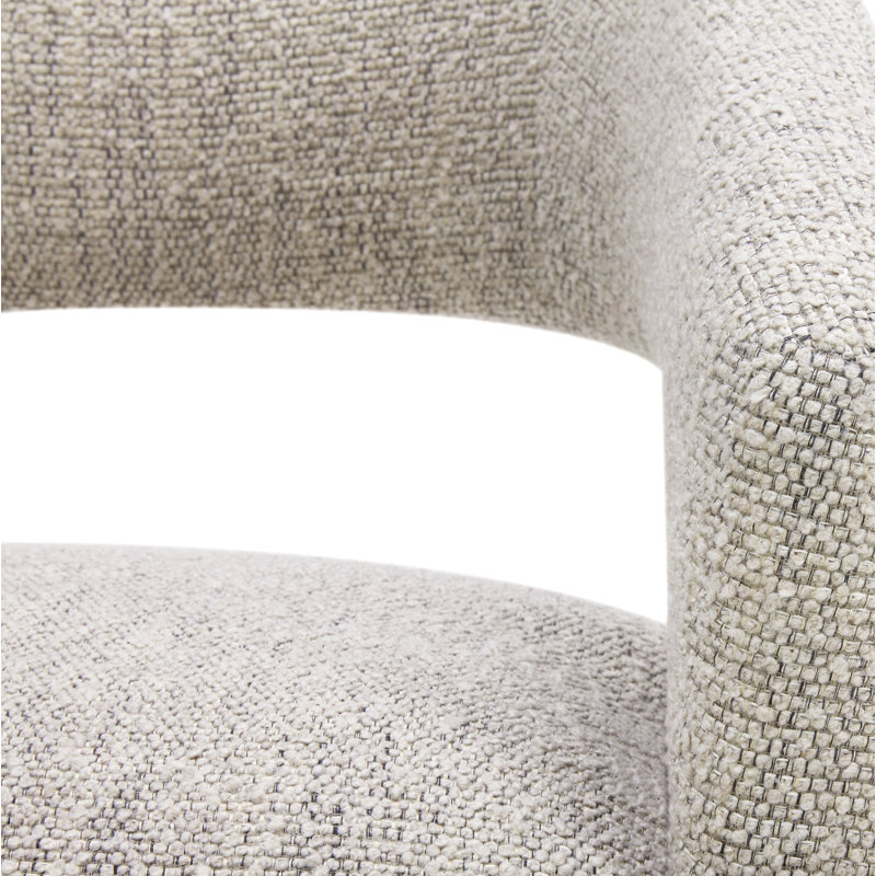 Camino Performance Fabric Rolling Arm Chair, Gray Performance Boucle