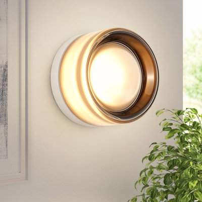 Applique murale et plafonnier rond moderne à DEL 1 lumière 5 po avec finition blanc mat et abat-jour en verre