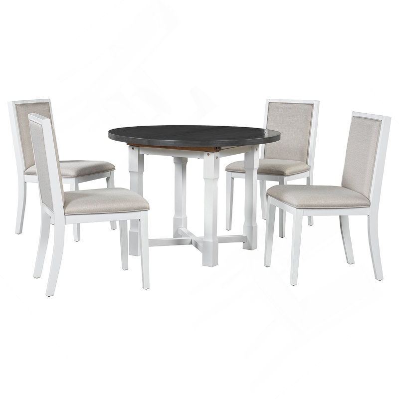 Ensemble de table de salle à manger extensible avec chaises rembourrées, idéal pour les réunions de famille et pour améliorer l'ambiance de l'espace repas.