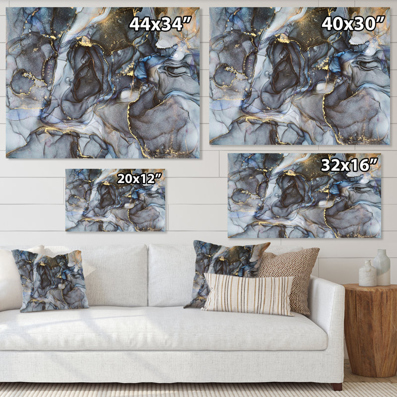 Art or noir infusé noir II - reproduction sur toile, H 34 po x l 44 po, Toile tendue