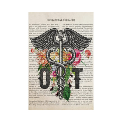 OT, Occupational Therapist With Flowers Print by Aged Pixel - Wrapped Canvas Print