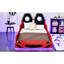 Lit simple rouge avec design de voiture de course et conduit sous le lit, dossier confortable, taille lueur